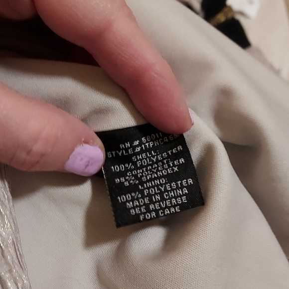 Elegant Sleeveless Beige With Gold and Black Women's Dress Fully Lined Size 10 - Picture 12 of 13